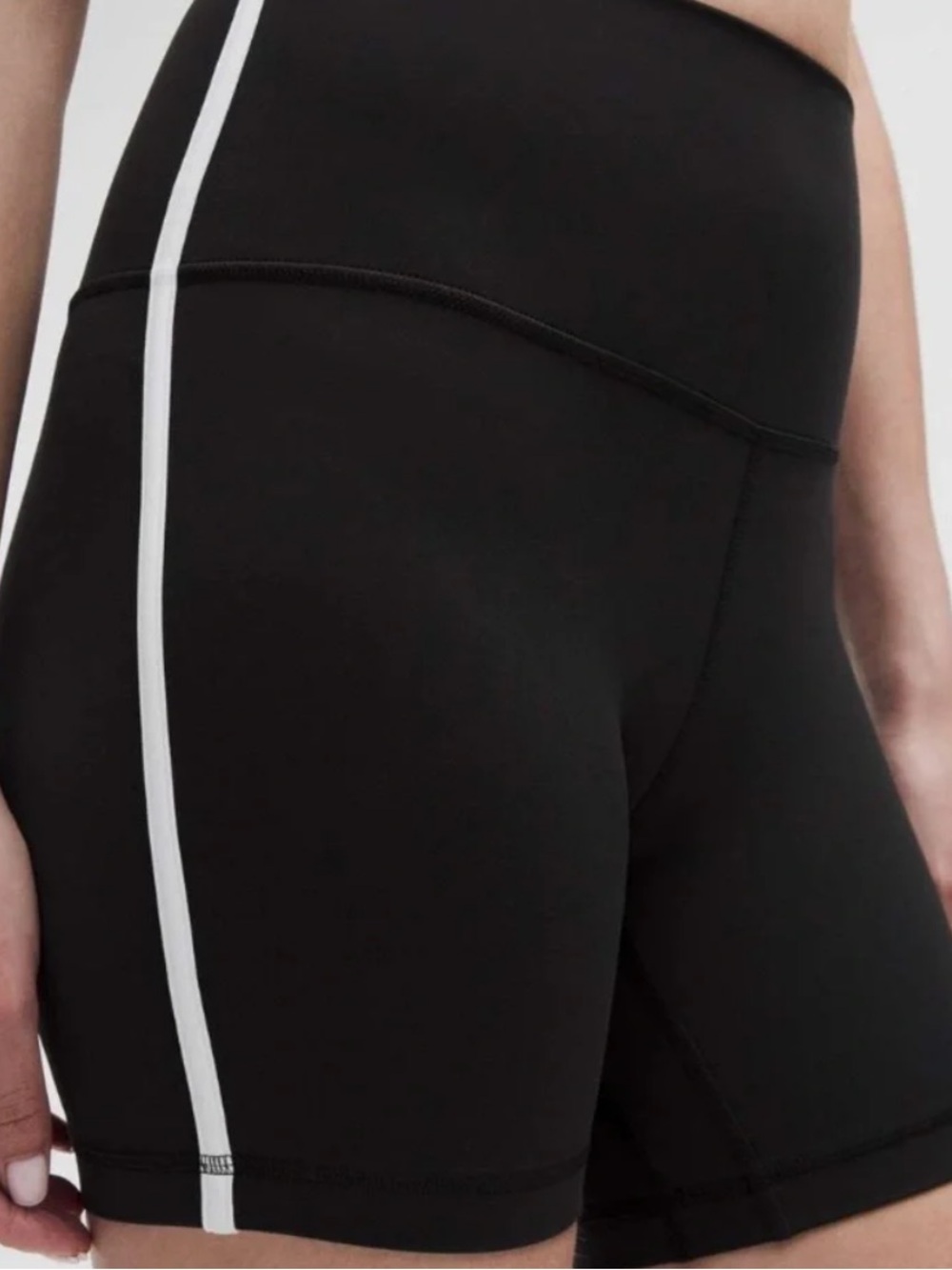 lululemon athletica Black Bike Shorts with White Side Stripe